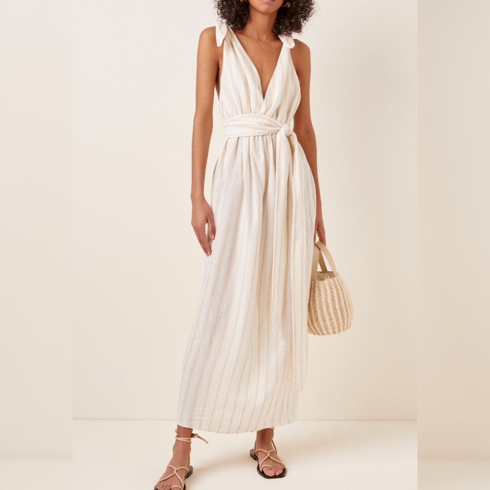 MARA HOFFMAN Calypso Striped Linen-Blend Dress